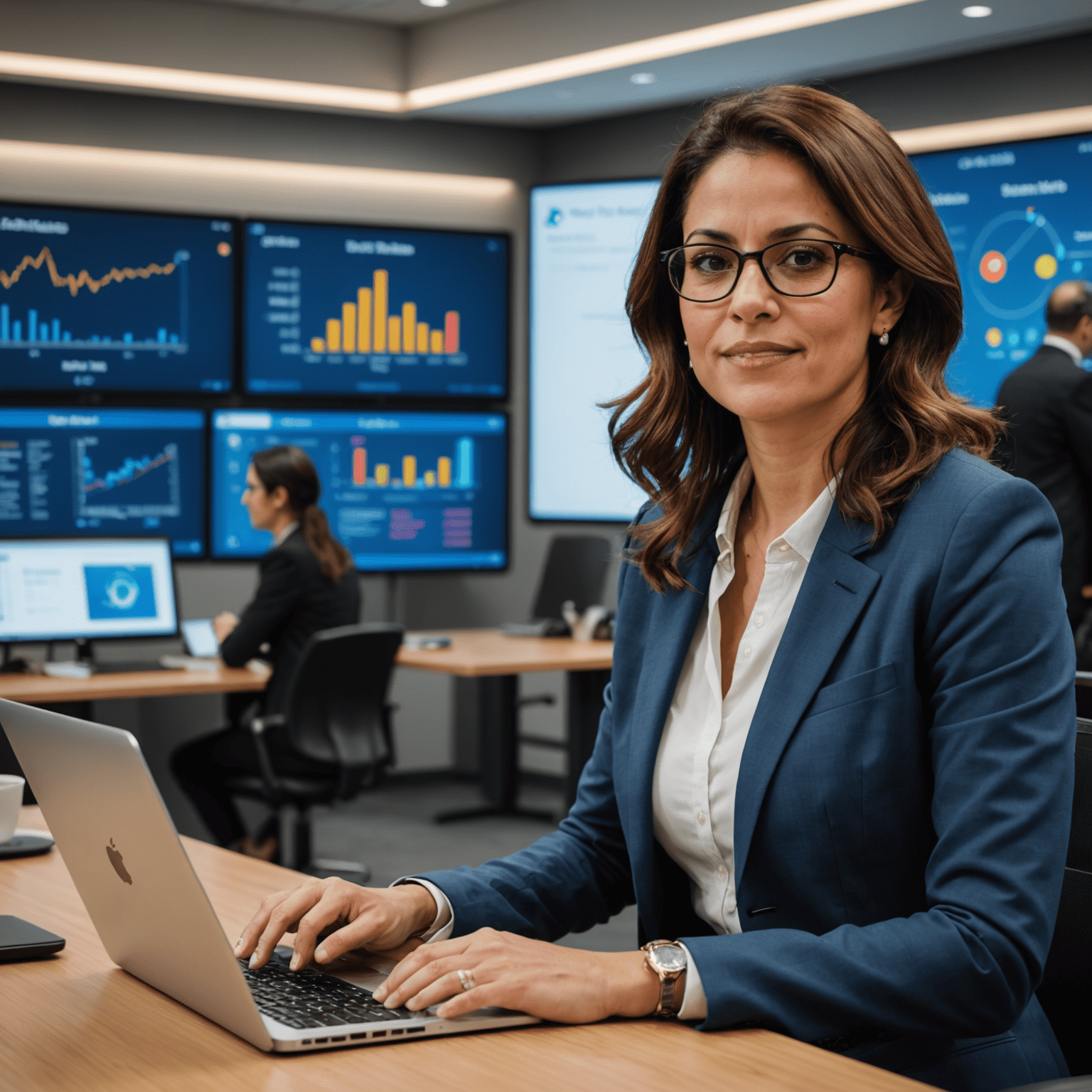 Dr. Elena Rodriguez, FinTech Researcher, giving a presentation on banking technology solutions